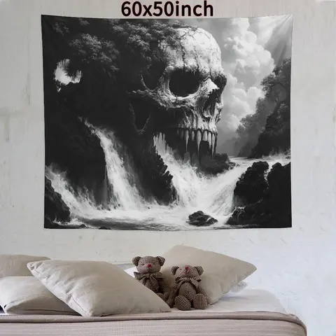 3D Skull Tapestry - Vibrant Polyester Wall Hanging for Living Room, Bedroom, Office Decor - Perfect Creative Gift for Parties & Home Spooky Decoration