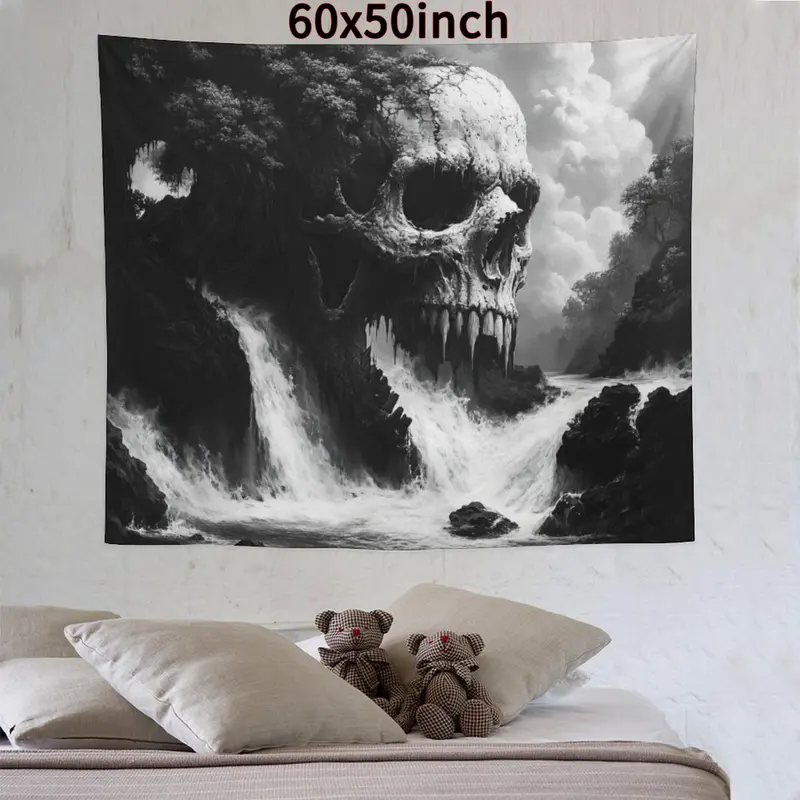 3D Skull Tapestry - Vibrant Polyester Wall Hanging for Living Room, Bedroom, Office Decor - Perfect Creative Gift for Parties & Home Spooky Decoration