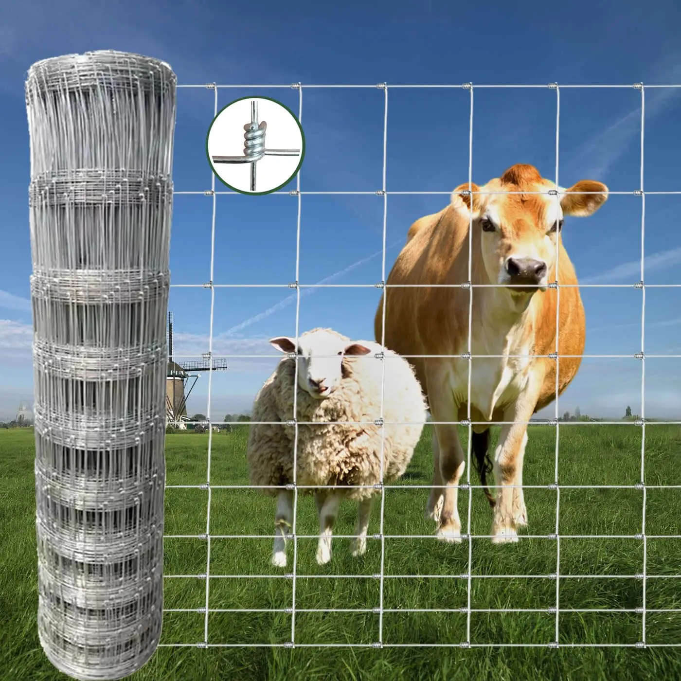 4ft Galvanized Chain Link Farm Fence, Heavy Zinc-Coated Wire Fencing for Hog, Goat & Deer Enclosure, Durable Garden Yard Field Fencing (Home Improvement Garden Supplies)
