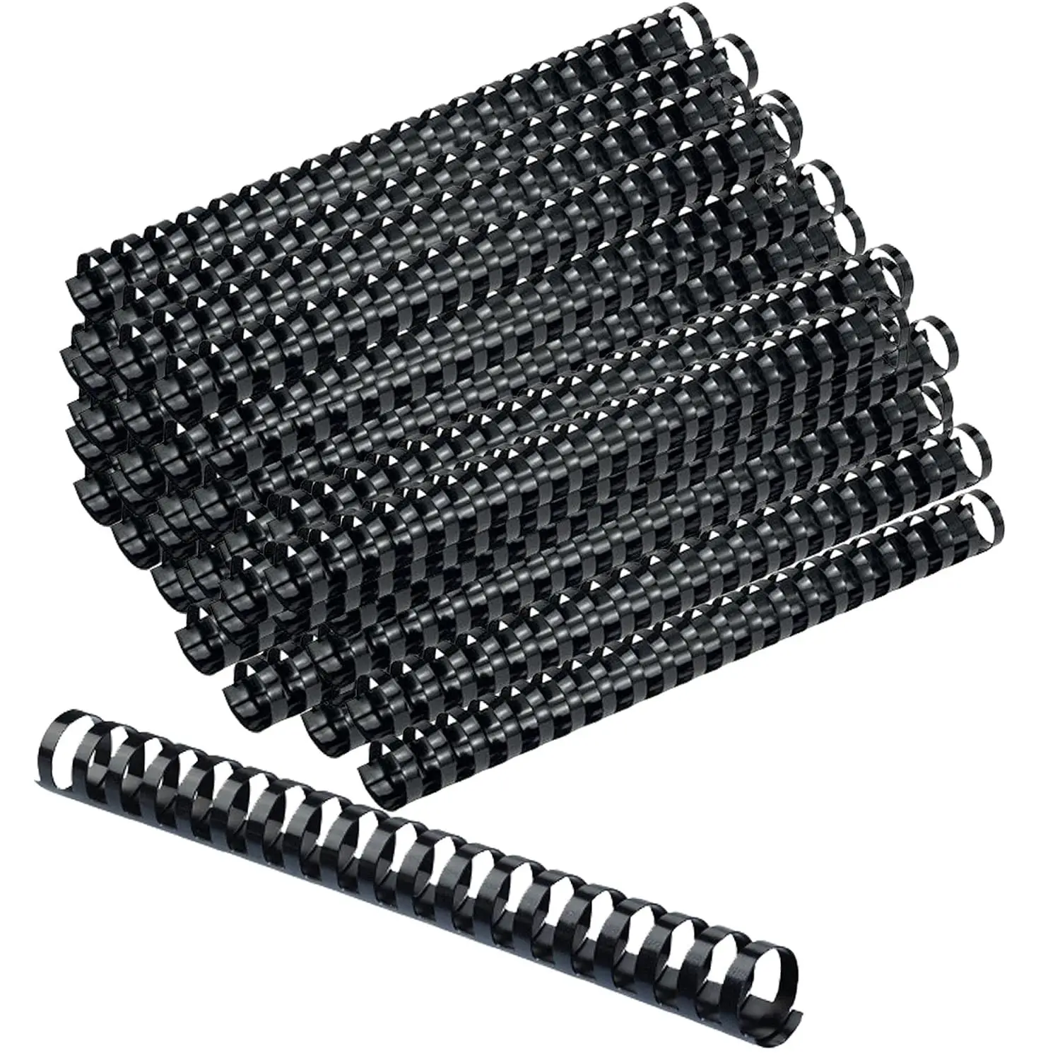 Binding Combs - 100 Pack, 3/4" Diameter, 10.75" Overall Length, Black Plastic Binding Spines, 19 Rings, 150 Sheet Capacity - Ideal for Business, School & Office
