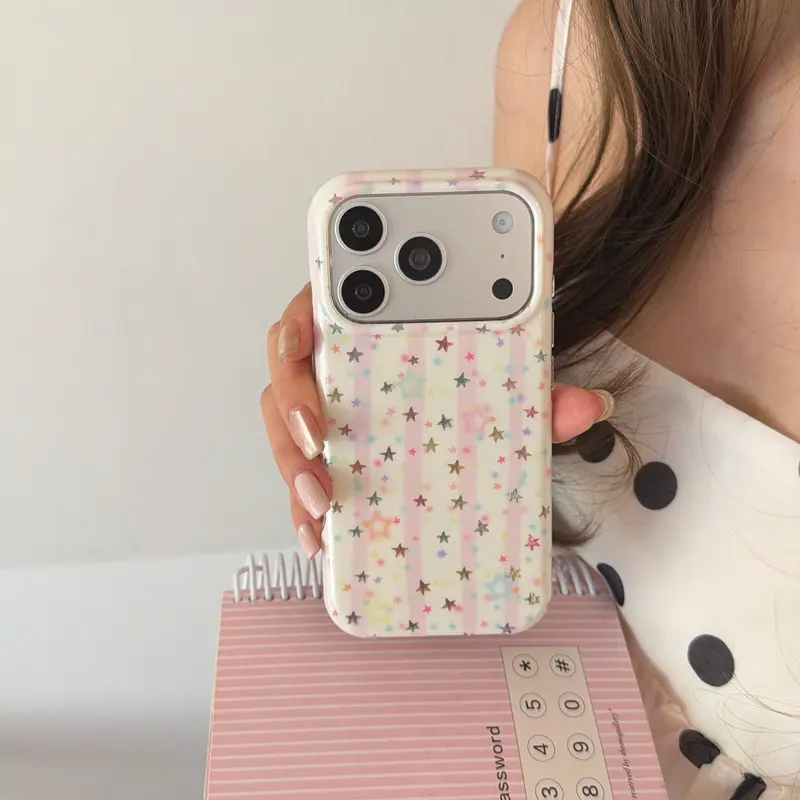 Creative Magnetic Phone Case for Apple iPhone 17 Pro Max, 16 Pro Max, 15 Pro Max, 14 Pro, Hand-Drawn Colorful Stars, Fashionable Mobile Cover