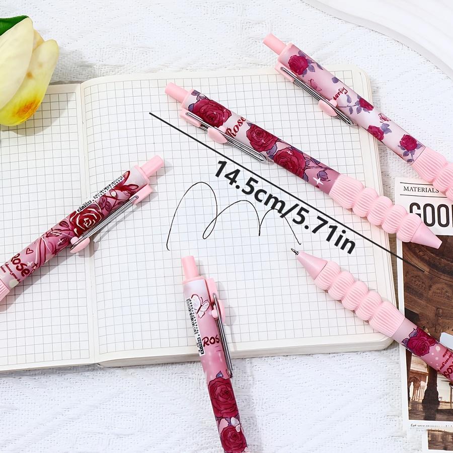 1 box of 5 pink heart click gel pen romantic red rose high value study office signature pen Valentine's Day gift College Student Pen