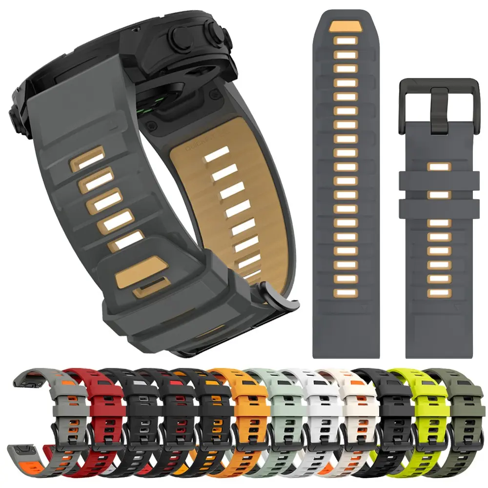 22/26mm quick release silicone strap, Smartwatch strap, for Garmin Fenix 8 E 7X 7 6x 6 5x 5Puls/Epix Pro 47mm 51mm/Fenix 8pro AMOLED Enduro 3 2/Tactix 8 7Pro Delta Bravo/Quatix 8 7X Solar/Forerunner 970 955/instinct 3 2x/Descent strap