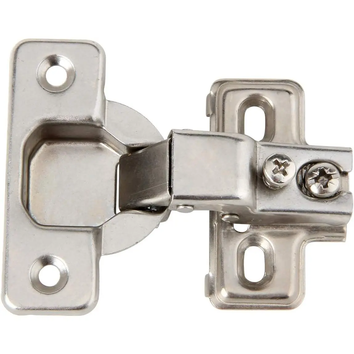 Concealed Cabinet Hinges with Screws (6 Pack), 1/2 in Overlay Self-Closing Short Arm European Hinges for Frame Cabinets, 105° Open, 35mm Cup, Steel Hardware