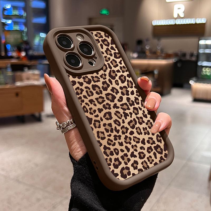 Leopard Print Pattern Case for iPhone17 Pro Max, Air 16 15 14 Pro Max 13 12 11 XR XS Plus Shockproof Drop Protection Rugged Durable Silicone Cover