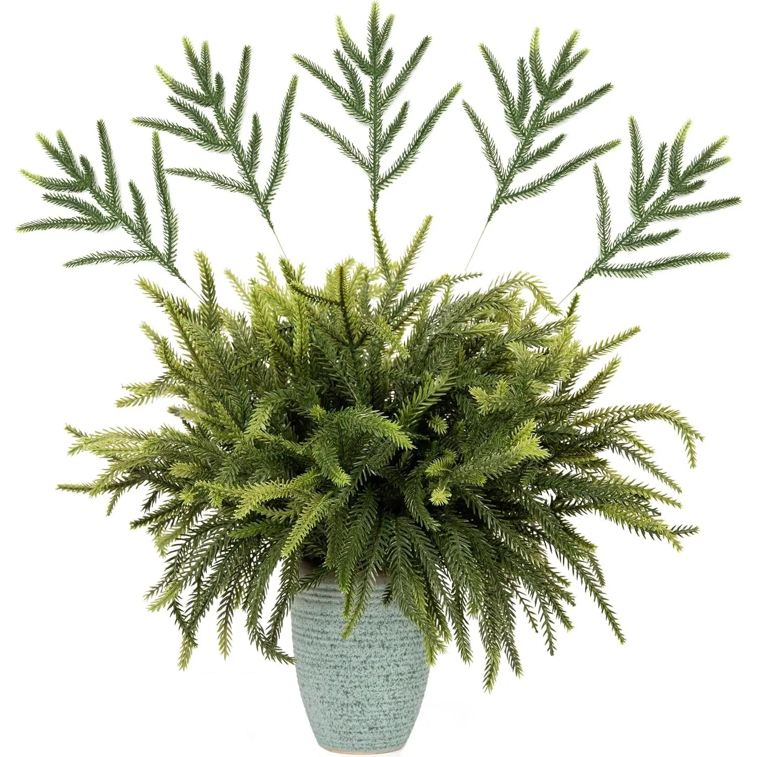 24 count Norfolk Pine Stems, 13.8" Artificial Faus Pine Branches, Real  Pine Branch, Christmas Greenery Stems Pine Pick for Vase, DIY Garland, Wreaths, , Wedding, Garden, Holiday Decor