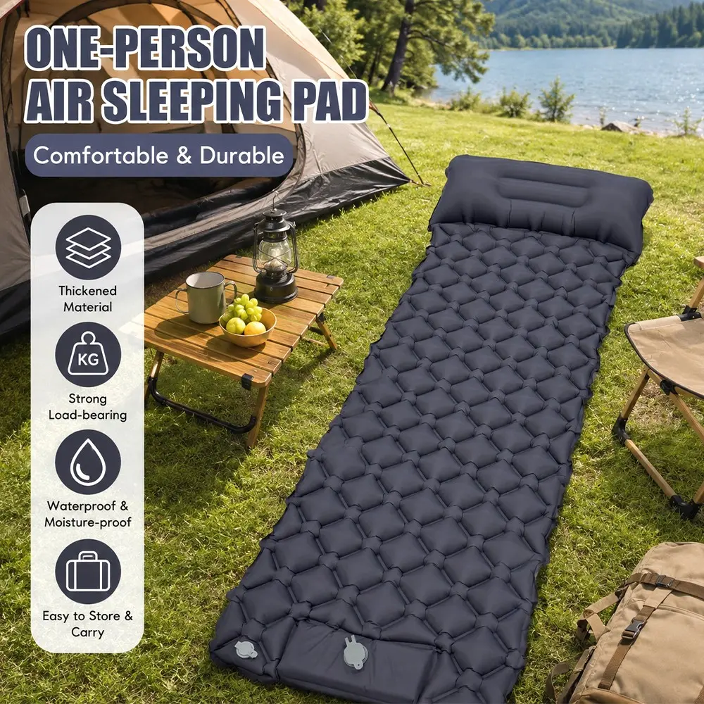 Portable Inflatable Camping Sleeping Pad Backpacking, Ultra-Light Waterproof Hiking Air Mattress, Compact Sleep Mat for Hiking, Travel, Outdoor Adventures, Camping Sleeping Gear, Camping Supplies