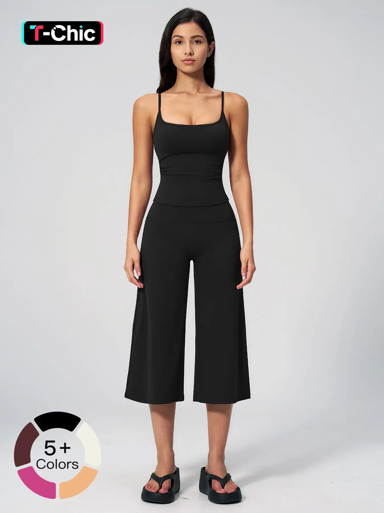 New Yoga Tank Top High Waist Quick-Dry Casual Culottes Capris Pants Running Outdoor Yoga Set for Women, Capris ,Comfortable and Stylish Activewear