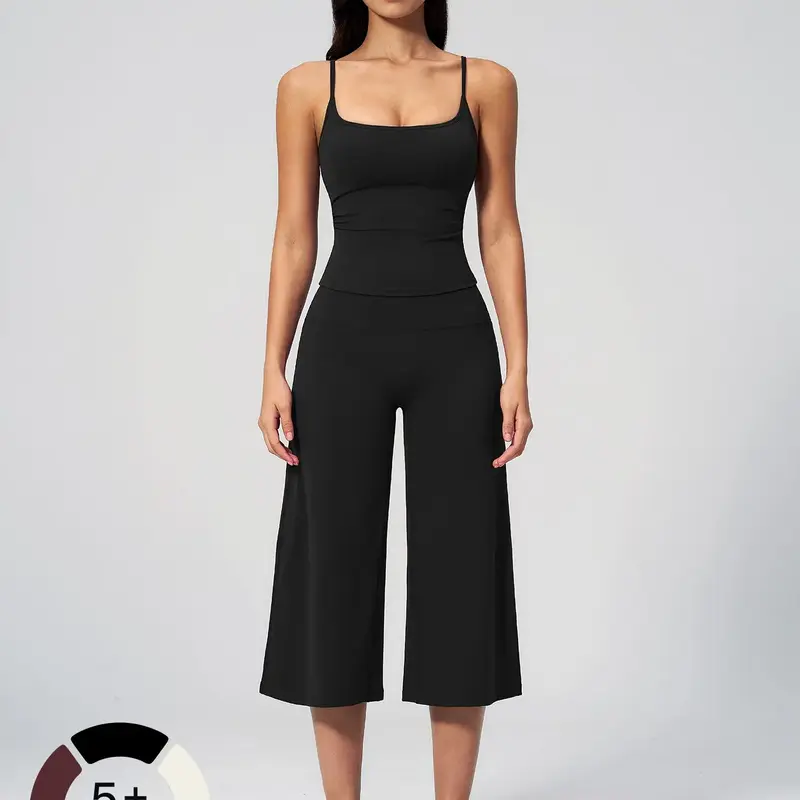 New Yoga Tank Top & High Waist Quick-Dry Casual Capris Pants Running Outdoor Yoga Set for Women, Comfortable and Stylish Activewear, Gym Yoga Outfits