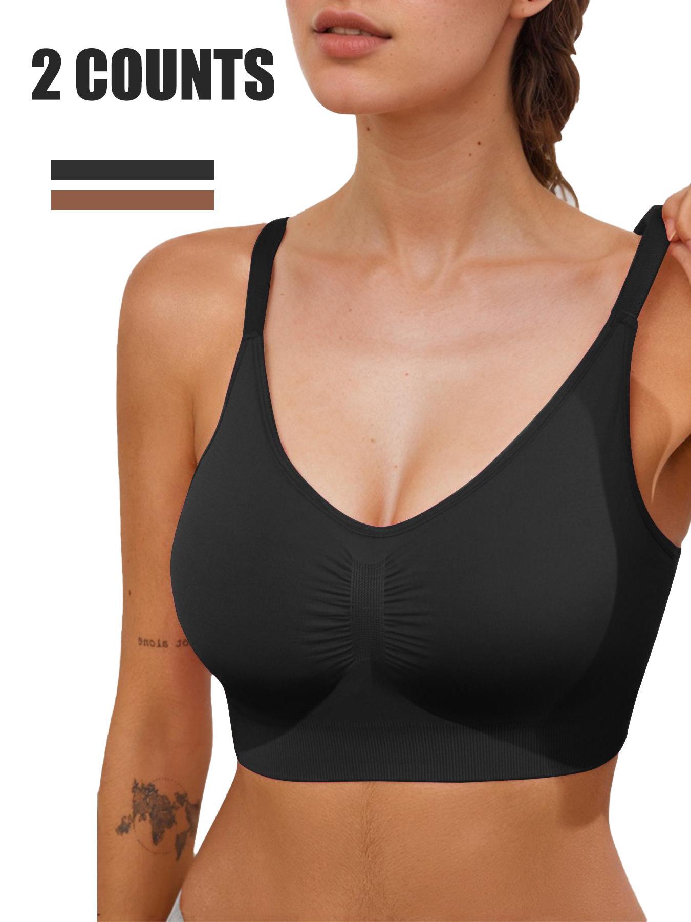 Women's Solid Color Adjustable Strap Sports Bra, Breathable Comfortable Strappy Wireless Bra, Ladies Sportswear for Indoor Outdoor Wear