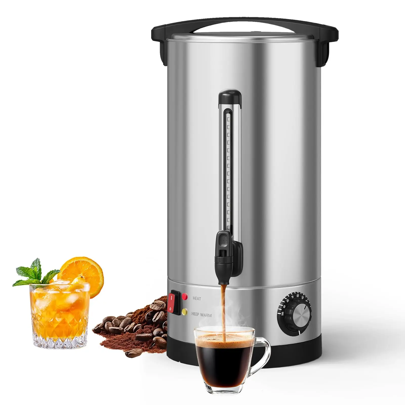 Commercial Coffee Urns with Double Wall Insulation, Stainless Steel Large Hot Beverage & Water Dispensers, Available in 70 and 110 Cup Capacities with Automatic Temperature Control for Buffets