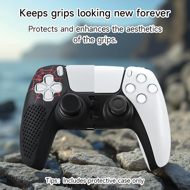 Silicone Game Controller Protective Case, Game Controller Protector with 2 Thumb Grip Cap, Soft Shell, Gaming Accessories for PS5 Controller, Cover