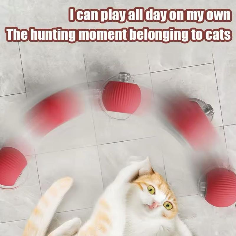 Electric Rolling Cat Ball Toy with Rope, Interactive Cat Teaser Toy, Automatic Ball Toy Pet Supply for Dogs & Cats, Interactive Kitten Wand