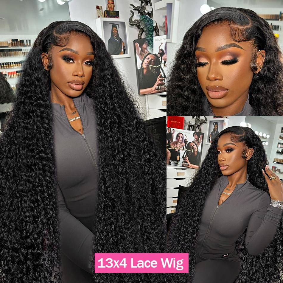 Bling Hair Deep Wave 13X6 HD Transparent Lace Frontal Wig Human Hair 30 34 Inch 13X4 Kinky Curly Lace Front Wigs For Black Women
