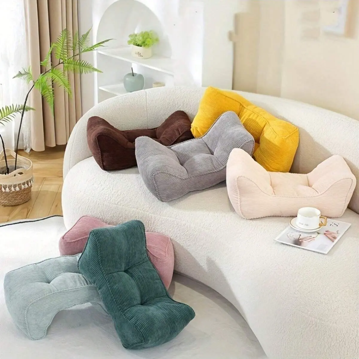 Comfort Plus Thickened Bedside Pillow - 15"x8" Waist Support Cushion for Office and Home, Machine Washable