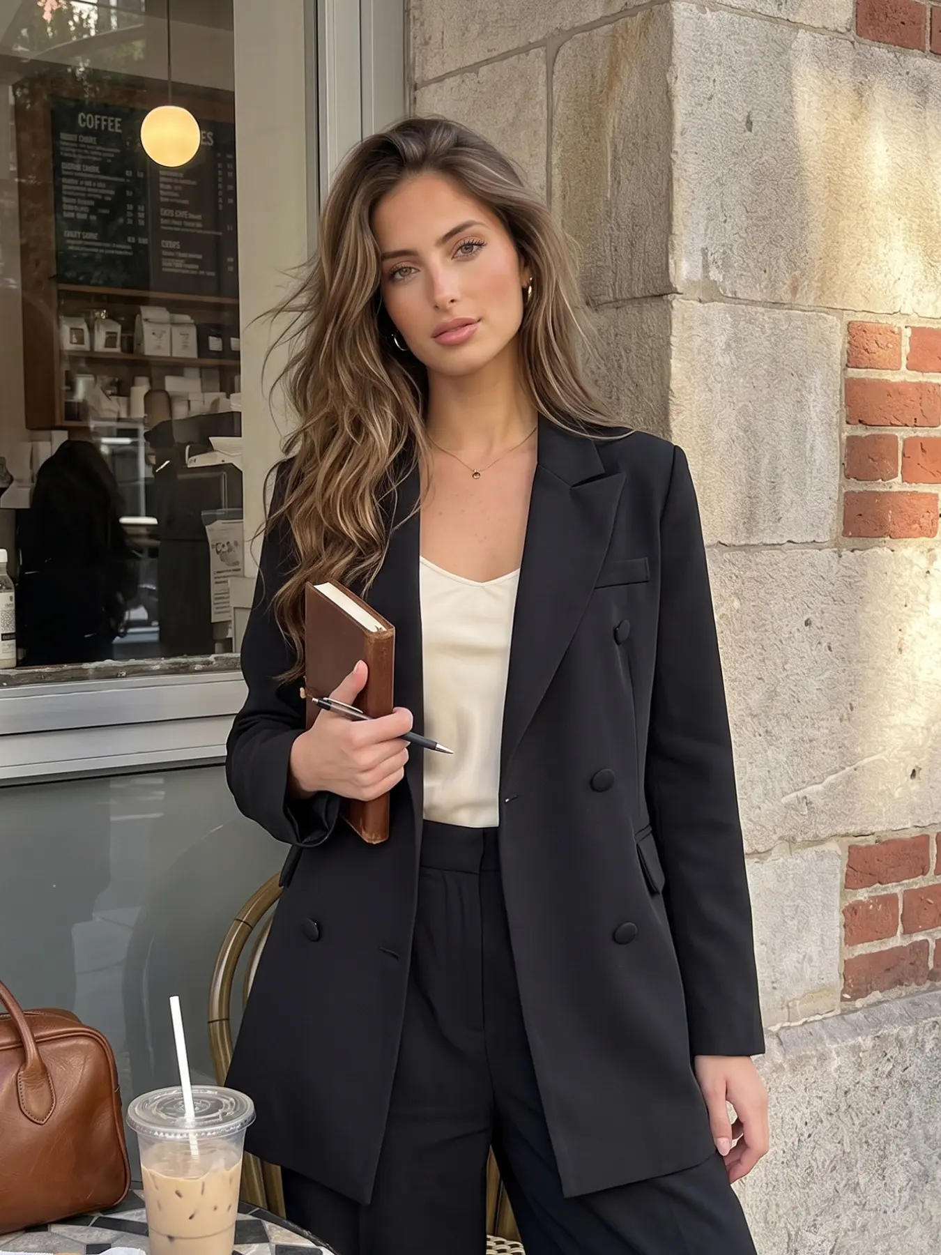 Elegant Women's Blazer Suits, Casual Fall 2026 New Arrival, Waist-Cropped Loose Fit, Fashionable Double-Breasted Long Sleeve, Evening Party Coat