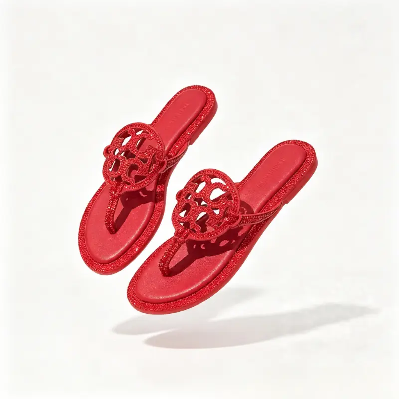 Women Rhinestone Hollow Out Logo Flip Flops Flat Thong Sandals Luxury Glitter Crystal Slide Sandals Summer Casual Beach Outdoor Walking Comfort Soft Leather Insole Open Toe Slip On Sandals Dressy Vacation Daily Wear Non Slip Sole Chic Desig