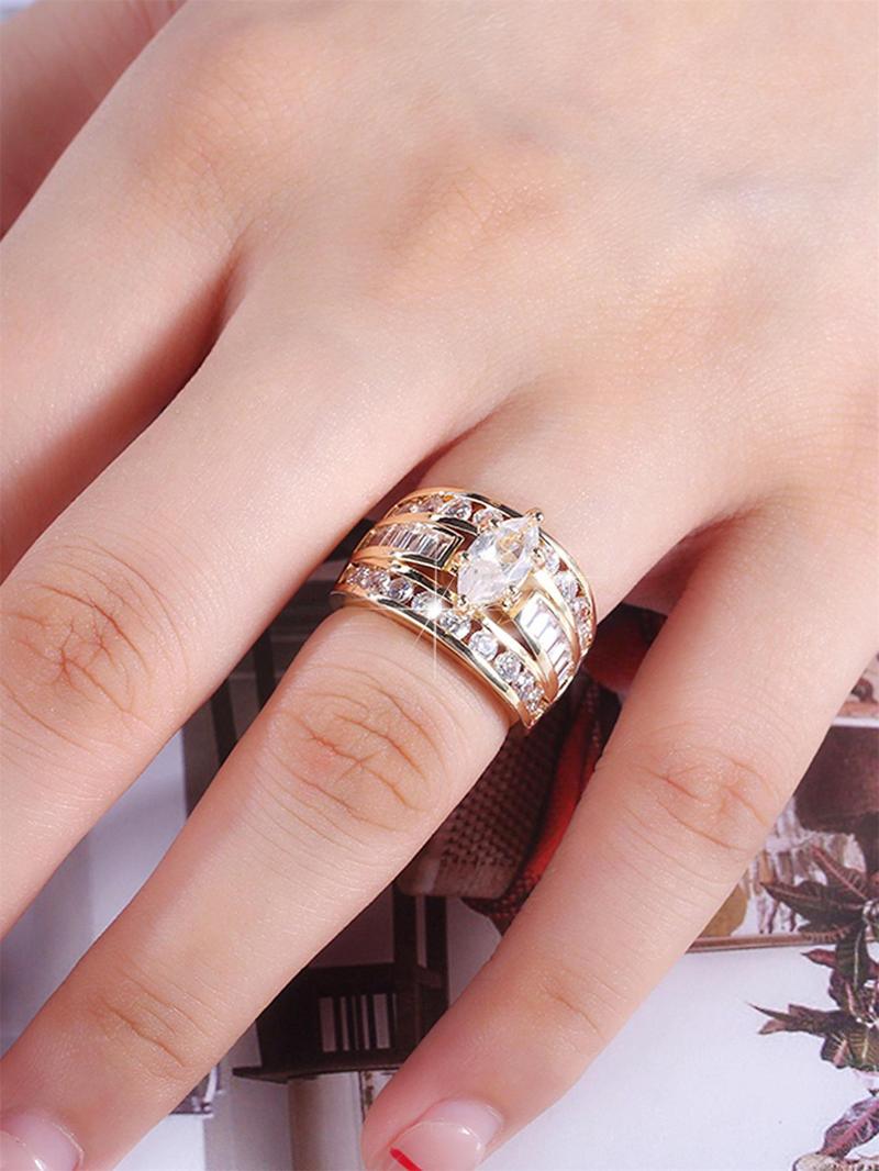 Fashion Artificial Crystal Decorated Ring, Statement Rings, Wedding Engagement Party Accessories for Women, Trendy Accessories for Party and Daily Life