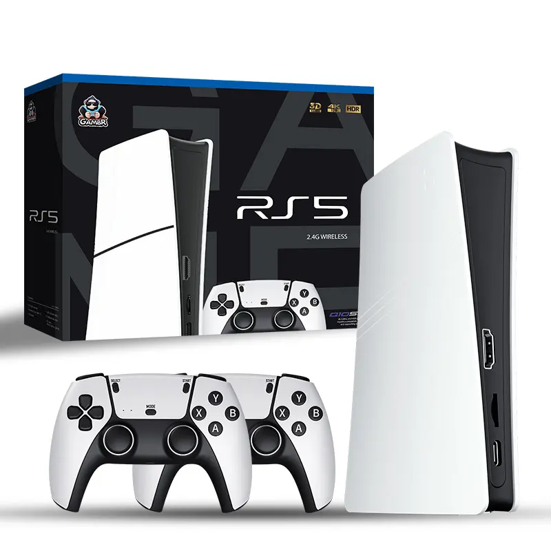 2026 New Upgrade RS5 Home Gaming Console, High Res. 4K HDMI Output, 2×2.4G Wireless Controllers, 46000+ Classic Retro Games Compatible with PS1 PSP, ABS Video Game Machine