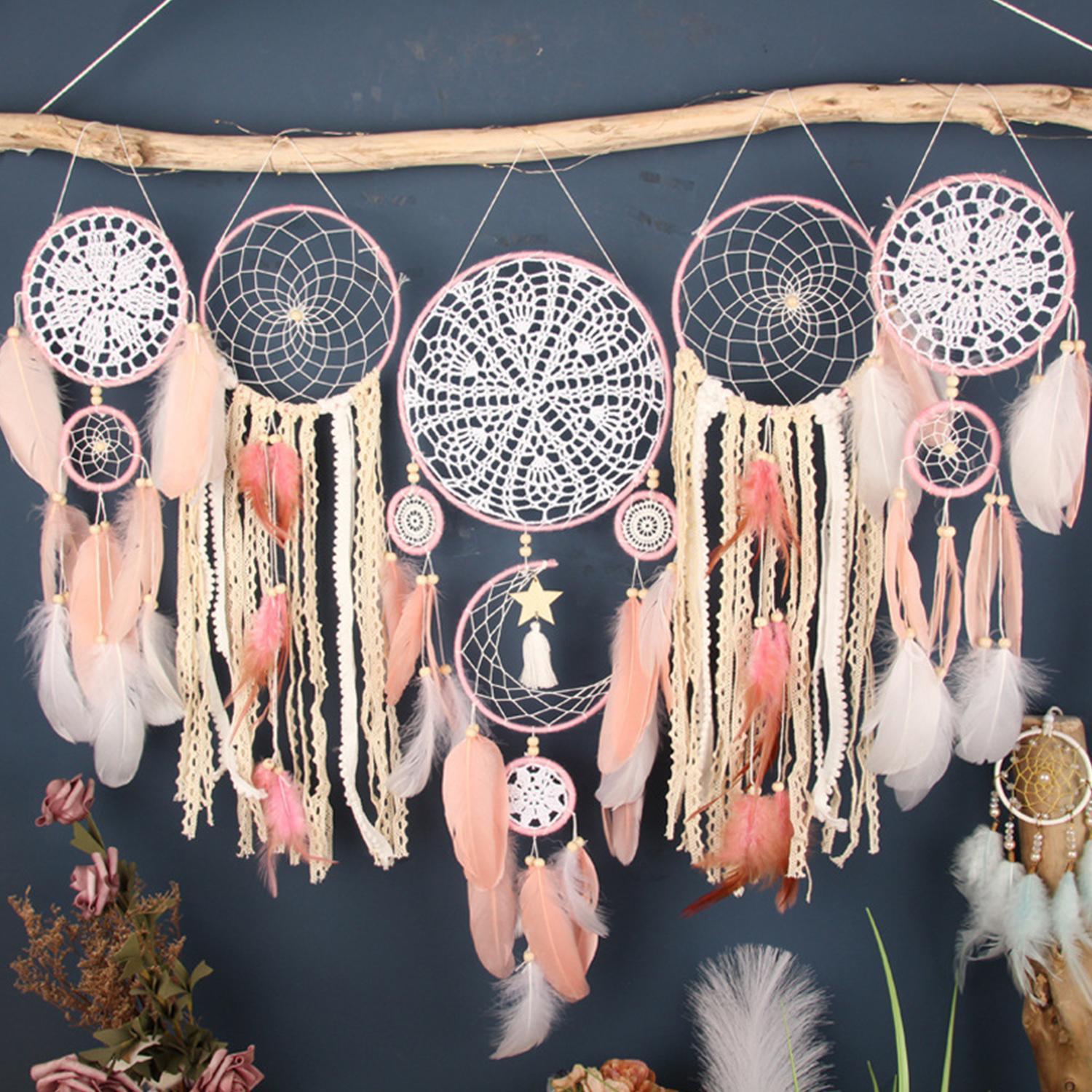 Dream Catcher, 5 Counts/set Feather Decor Wall Hanging Design Hanging Dream Catcher, Wall Hanging Decor Hangable Room Decor for Home Living Room Bedroom, Home Decor