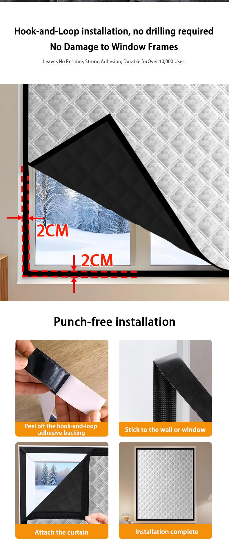 Hook & Loop Thermal Curtain – Extra-Thick Insulated & Soundproof, Multi-Functional Energy-Saving Sliding Barn Door & Window Cover, Easy to Install, Warm in Winter & Cool in Summer