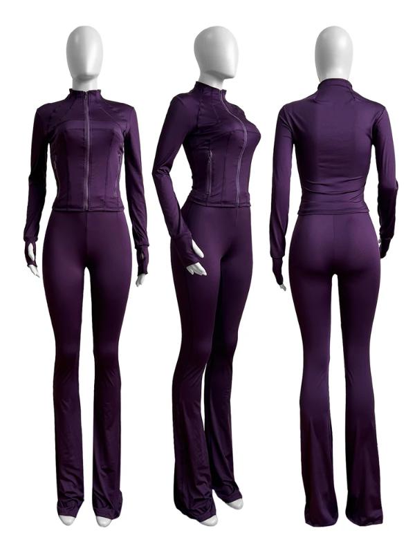 Fall Women Clothes Two Piece Flared Pants Tracksuits Set Casual Gym Active Wear 2 Piece Set Lounge Womens Matching Sets Womenswear Comfort