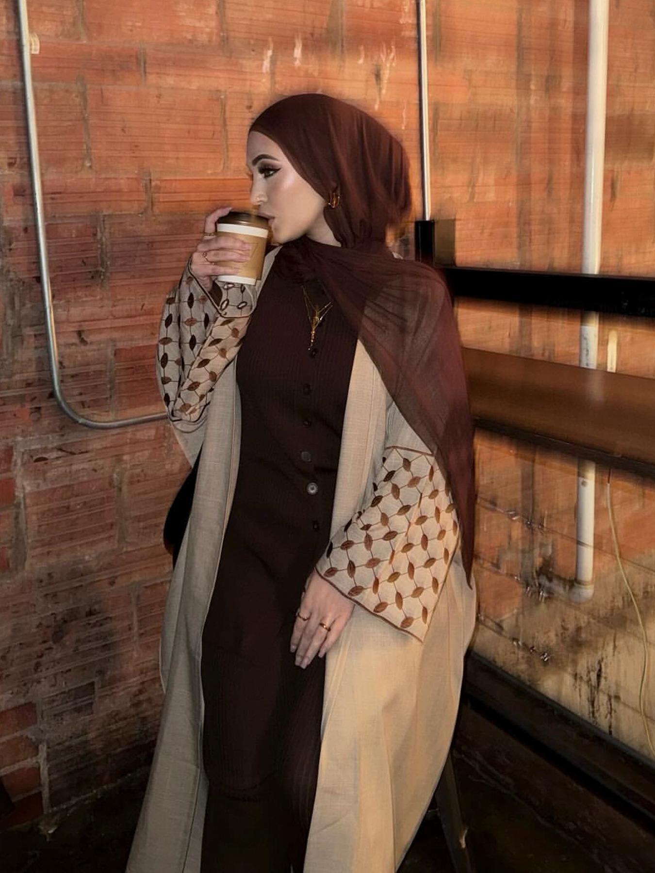 Women's Embroidery Modesty Abaya, Modest Casual Long Sleeve Abaya for Daily Wear, Ladies Islamic Clothing for All Seasons