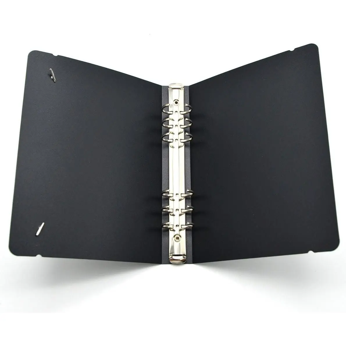 A5 6-Holes Round Ring View Binders Black Plastic Cover, Refillable Notebook Journal Binder File Folder, Loose Leaf Sheet Protectors/DIY Scrapbooking/Binder Cover Protector