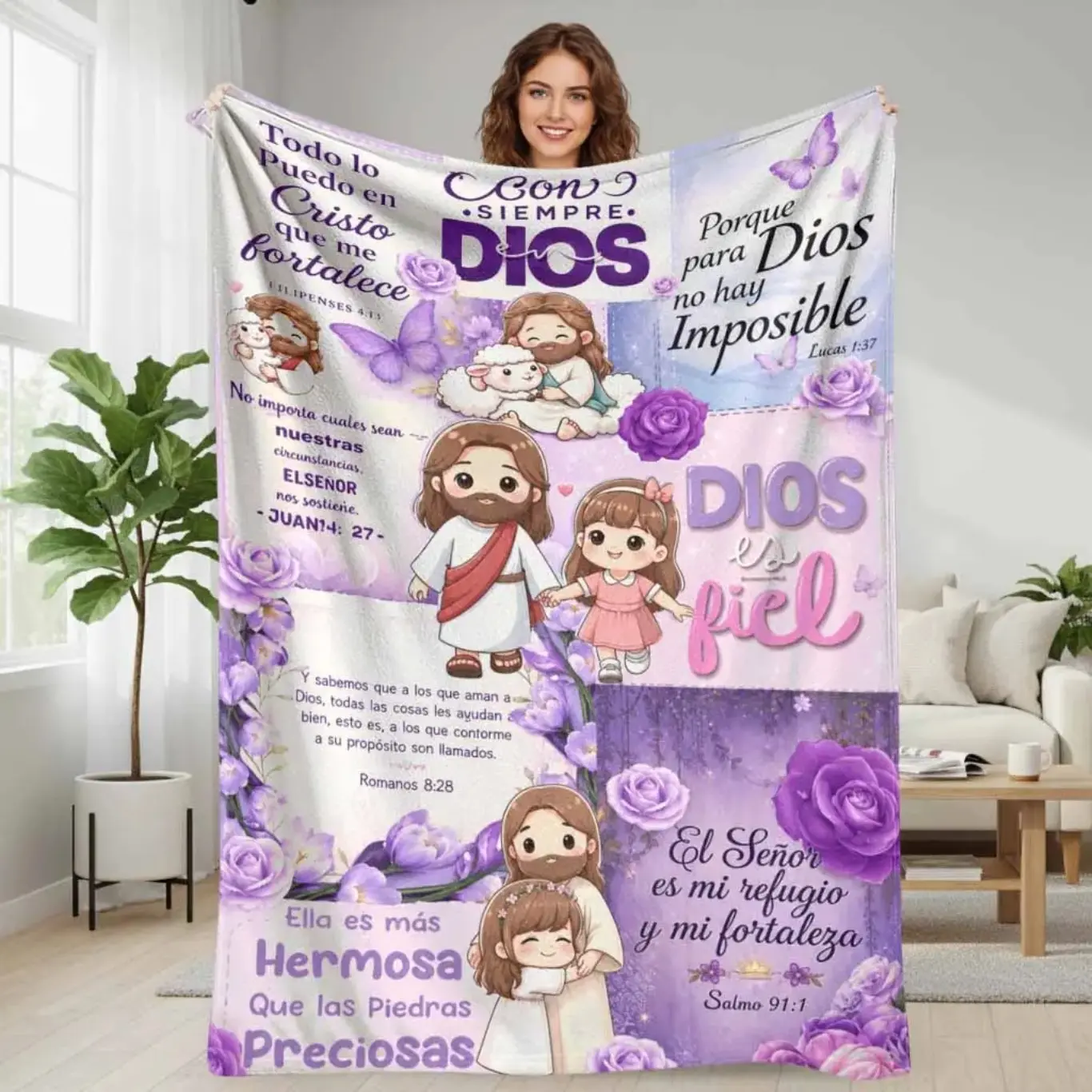 Jesus Flannel Blanket Soft Cozy Throw Blanket UltraSoft Lightweight Breathable Material Warm Comfort Blanket for Living Room Couch Sofa Bedroom Decor Prayer Worship Meditation Meaningful Gift for Family Housewarming Anniversary Holiday Gift