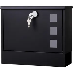 Locking Wall-Mount Mailbox for Outside, Key-Lock Letter Box with Enhanced Security, Ample Space, Convenient Setup & Easy Installation, 12.25x10x3.7 in, Black, SM-HPB911BN (Fits Front Door Fence)