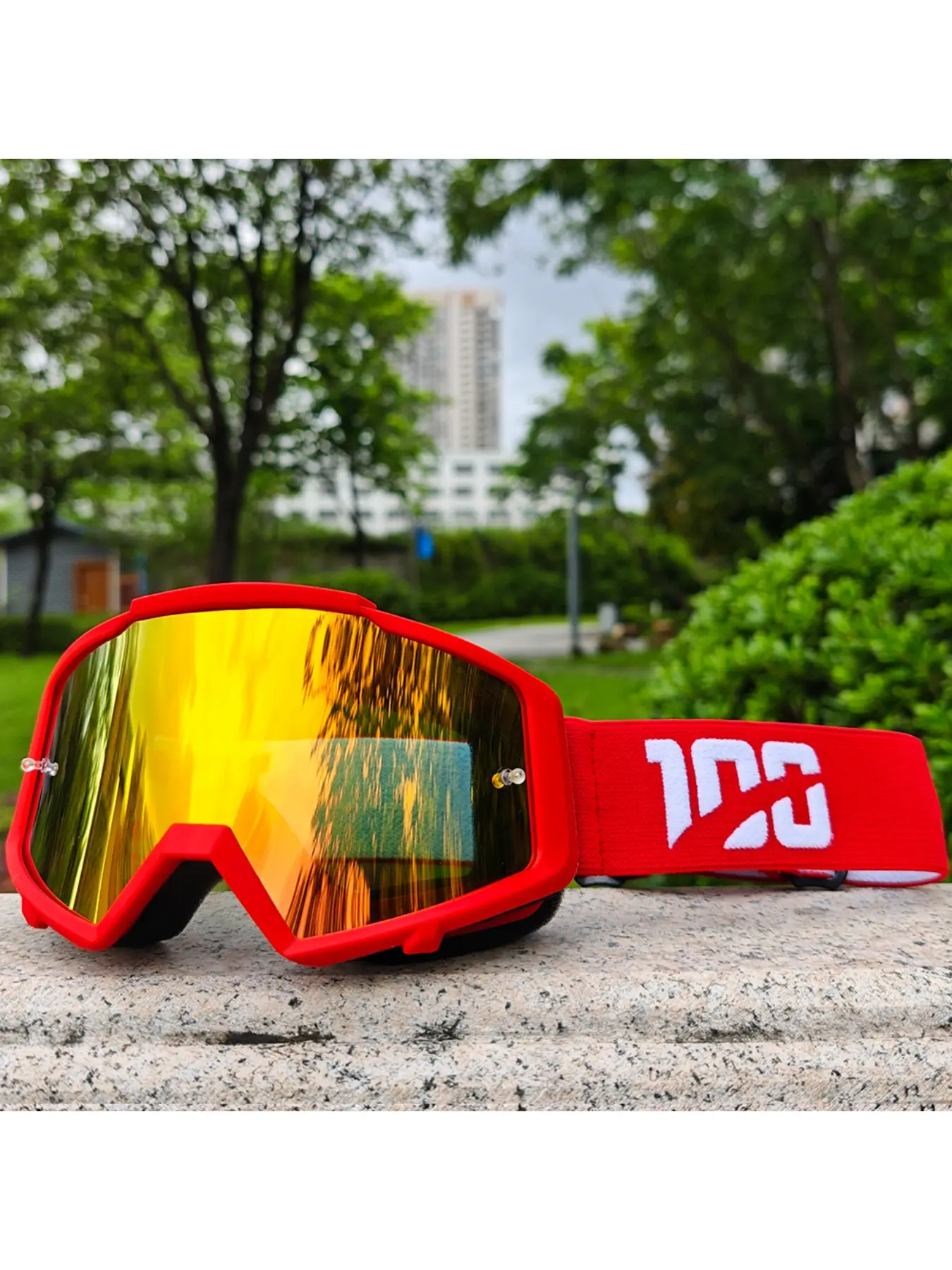 Unisex Multi-Sport Off Road Wind Goggles 100 Logo Adjustable Woven Strap TPU Frame PC Mirror Lens Multiple Colors Wind Dust Resistant For Motocross Dirt Bike MTB Ski ATV Race Hike Climb Run Outdoor Cycling Protective Glasses