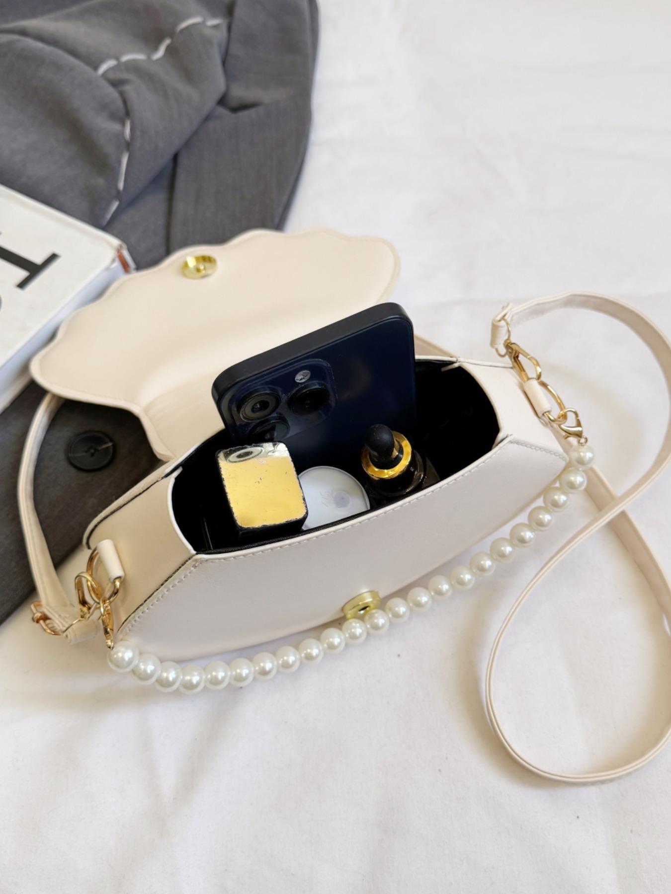 Women's Elegant Shell Shaped Bag, Fashionable Pearl Decorated Crossbody Bag for Daily Used, Casual Trendy Versatile High-quality Daily Commuting Bag