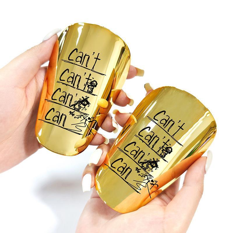 1 Pair Mini Soccer Shin Guards for Adults, Thick Electroplated Metal Sports Protective Gear with "CAN'T HEAR YOU" Design, Inserts for Enhanced Fit and Protection, Mini Shin Guards,Valentine's Day gift