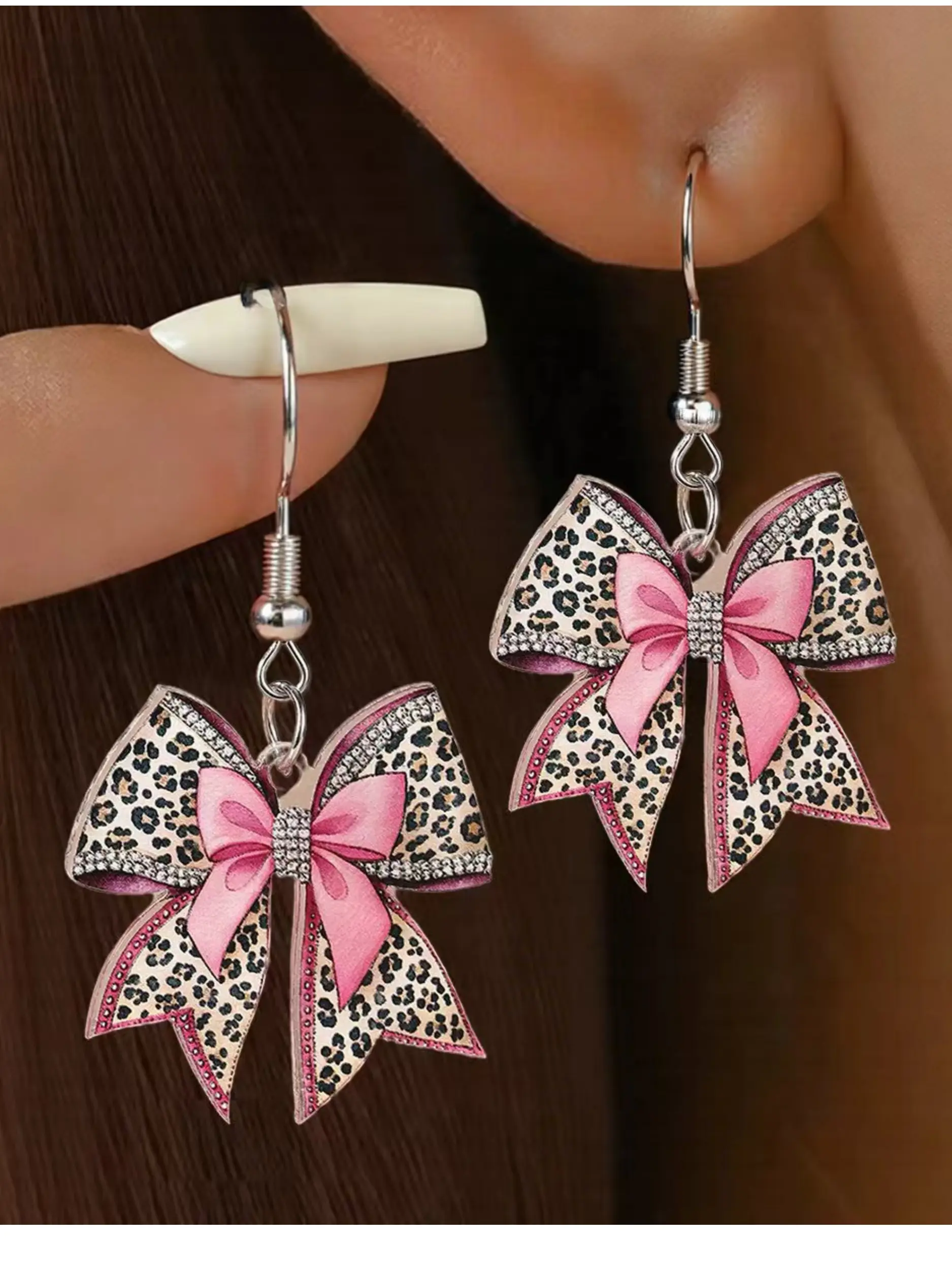 Leopard Print Bow Earrings, Classic Leopard Patch Romantic Bow, Bold Fashion Accessory, Perfect Gift for Trendy Women, Statement Earrings