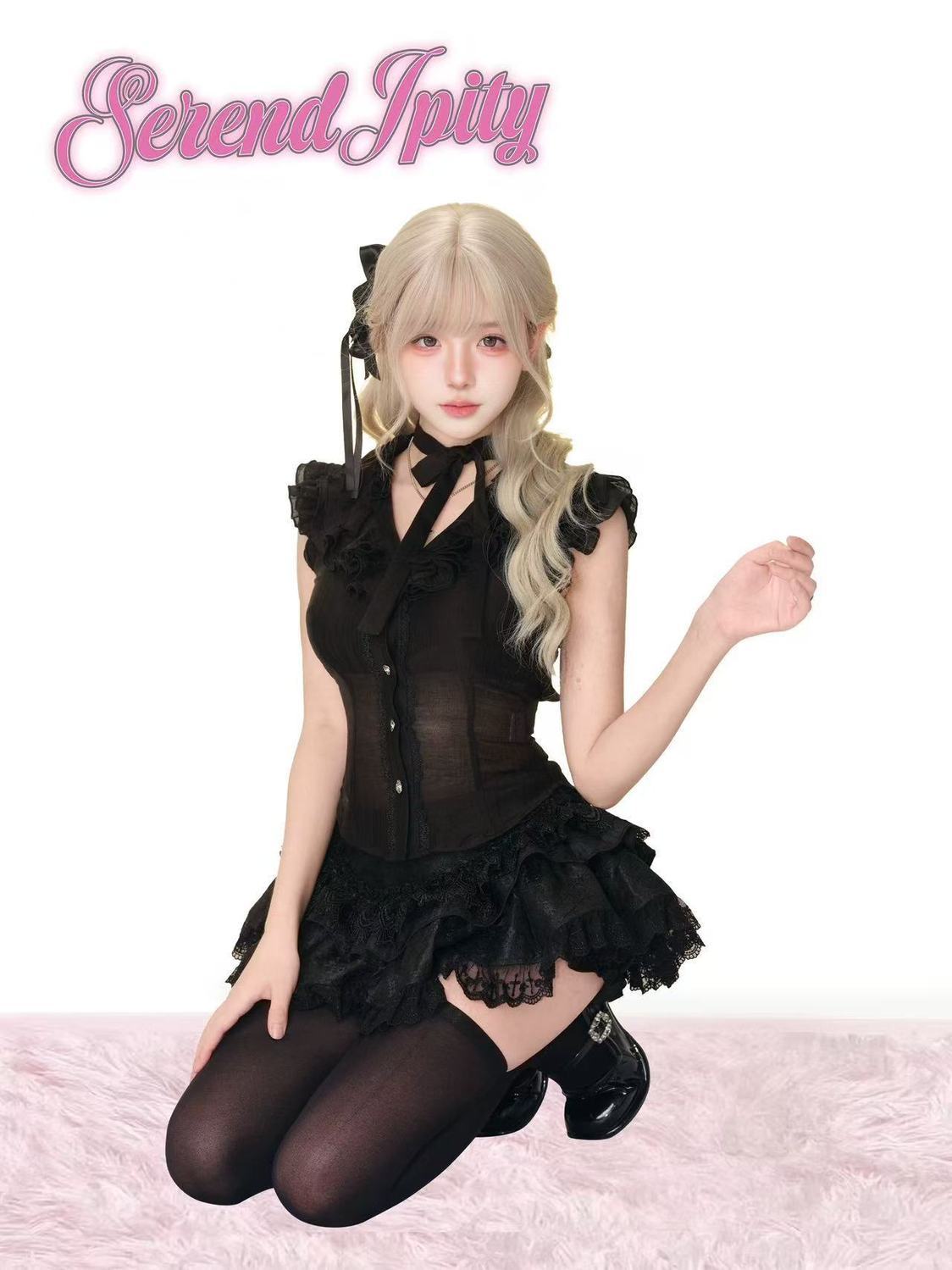 Black Gothic Vintage Elegant 2 Piece Sets Women  Sexy Lolita Design Mini Skirt Suit Female Princess Chic Outfits Halloween