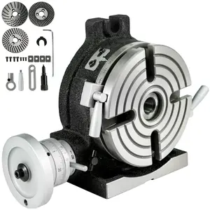 VEVOR Rotary Table 6inch(150mm) Horizontal Vertical Milling Table 2/5inch(10mm) 4-Slot Milling Rotary Table MT-2 Rotary Table for Milling with Indexing Plate Set for Precision Milling Drilling