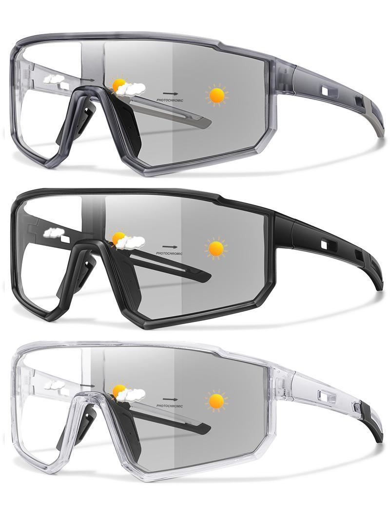 3 packs Fashion Cycling Photochromic Sunglasses For Men Women Classic Casual Windproof Eyewear Outdoor Sports Fishing Baseball