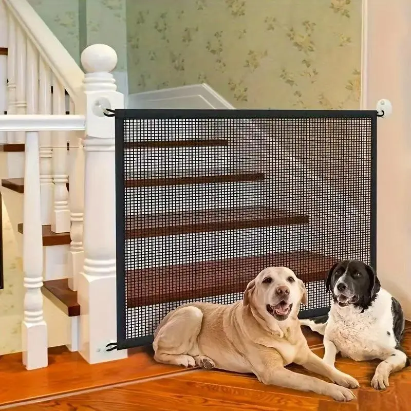 Portable Pet Safety Gate, Quick-Fold Mesh Fence for Small Dogs, Adjustable Child-Proof Design, Durable for Hallways, Doorways, Stairs, Home