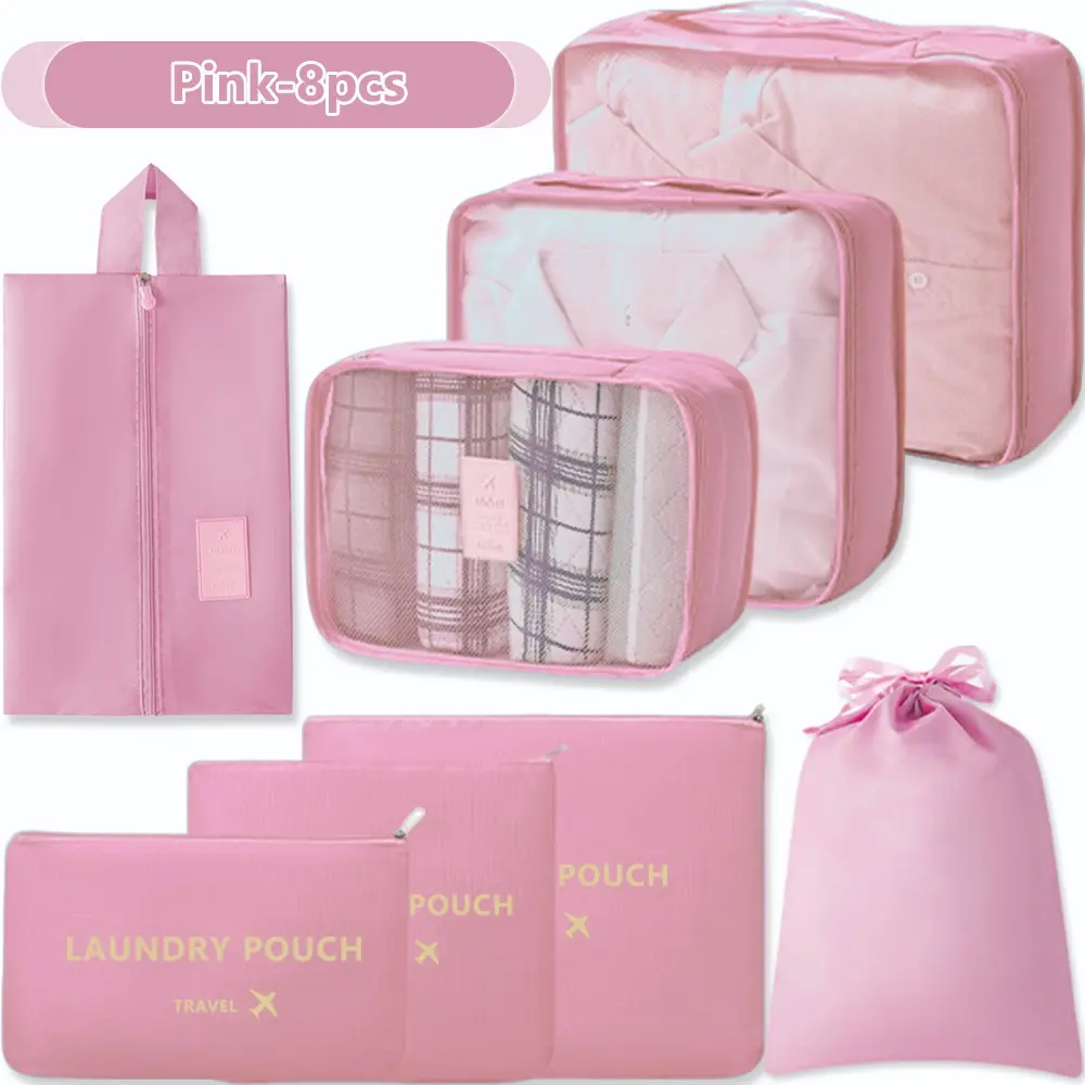 8/15pcs Travel Organizing Bag Set, Travel Storage Bags, Packing Cubes for Suitcase, Laundry Bag, Shoe Bag, Clothing Sorting, Luggage Divider, Travel Essentials, Travel Organizer, Travel Accessory