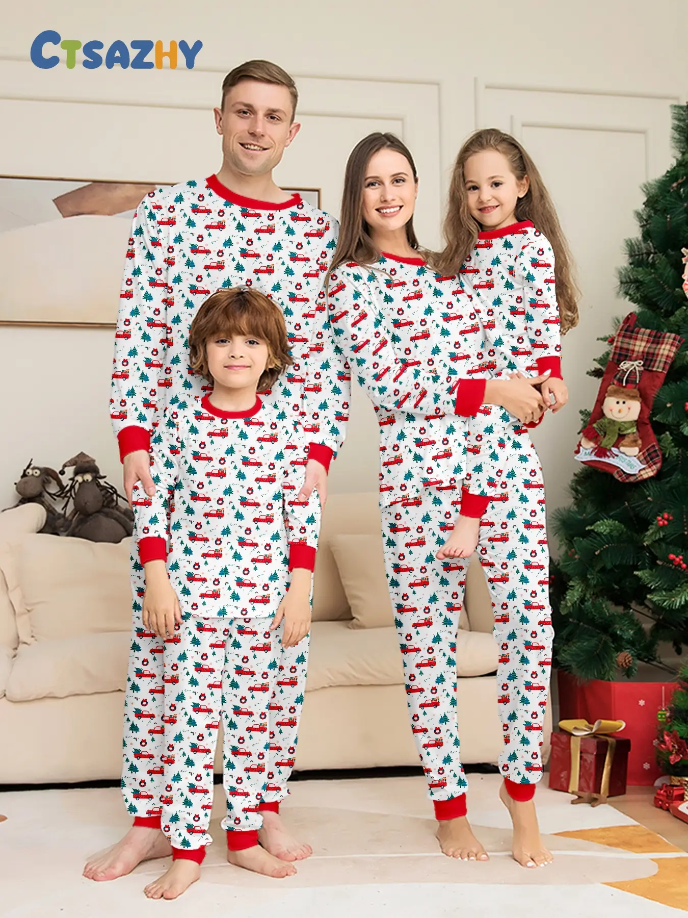 Family Christmas Pajamas Set, Matching Adult & Kids Long Sleeve Pants, Festive Holiday, Perfect for Family Photoshoots
