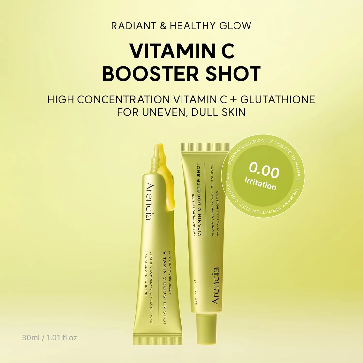 Arencia Vitamin C Blend Booster Shot Serum with Glutathione, Niacinamide, Vitamin E - 30ml/1.01 fl.oz 30 ml bottle for Dark Spot Care, Fine Lines & Wrinkles (Korean Skincare)