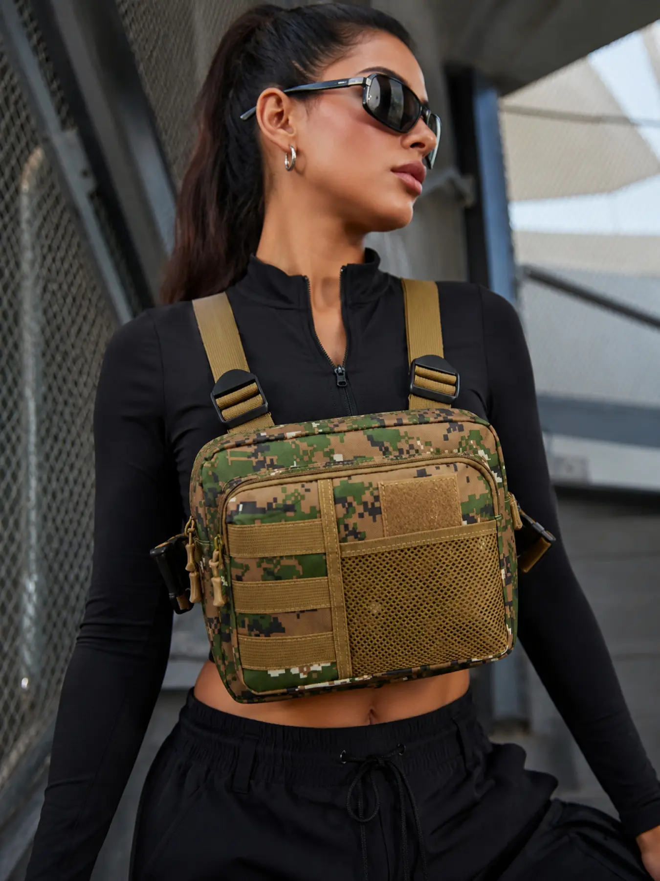 Tactical Utility Chest Pack for Outdoor Sports Waterproof Military Inspired Camo Sling Bag Adjustable Lightweight Chest Backpack for Travel Hiking Running Hunting Cycling Daily Carry Fashionable Gift for Husband Boyfriend Father Christmas Party