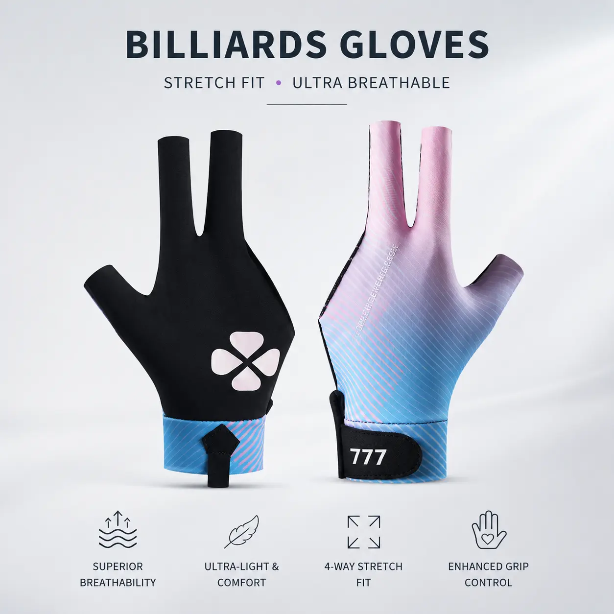 Professional Snooker Billiards Glove for Men and Women - Ultra-Thin, Breathable, Non-Slip, 3-Finger Grip, Comfort Fit for Left-Handed and Right-Handed Players