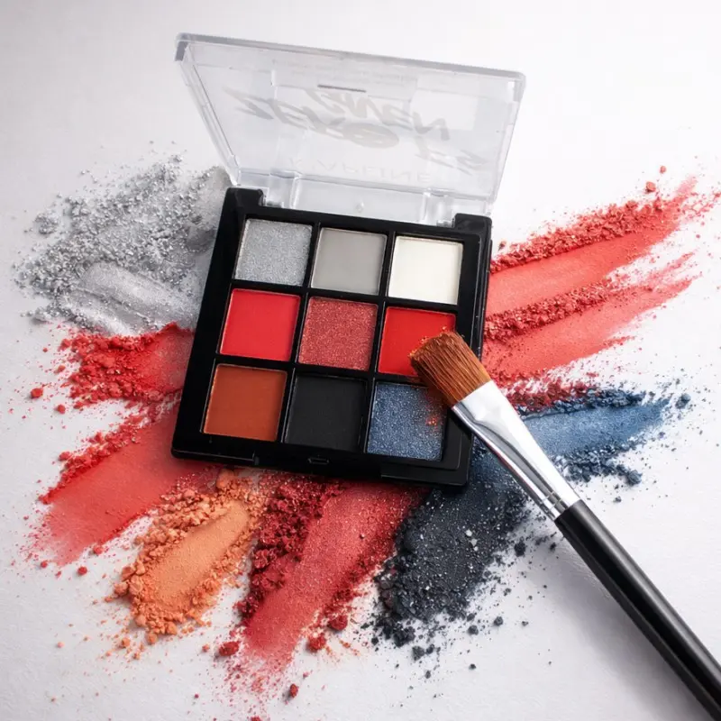 Punk Eyeshadow Palette 9 Shades, Halloween Cosplay Makeup, Glitter Finish, Single Item, No Alcohol or Aerosol, Balm Form