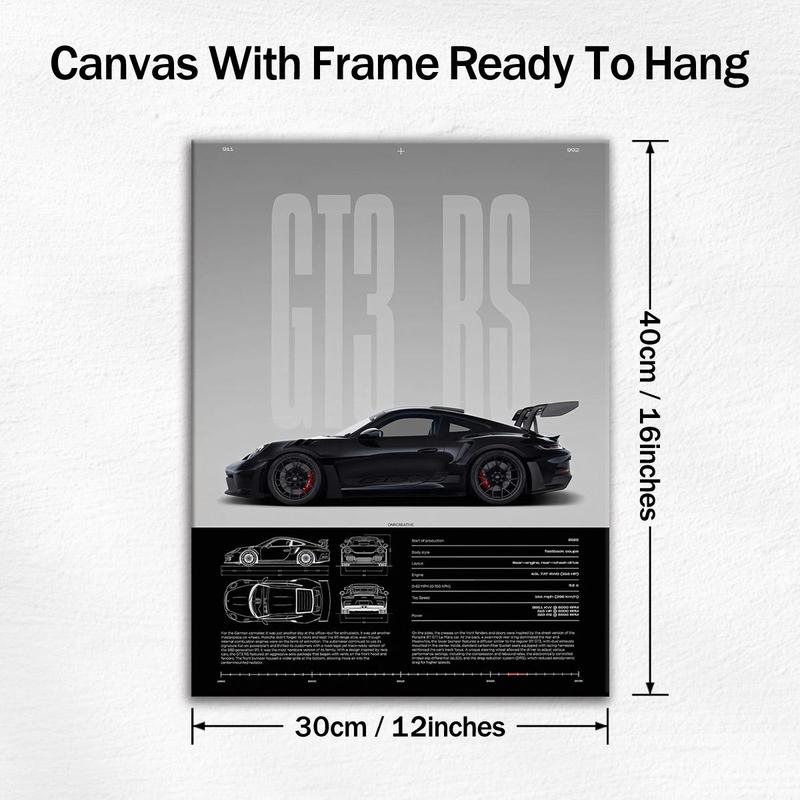 Wooden-Framed Canvas Painting, High-Performance GT3 RS Specification Poster, Modern Canvas Wall Art for Living Room, Bedroom & Office Decoration, Fashion Artistic Ornaments Wooden-Framed Canvas Painting, High-Performance GT3 RS Specification Poster, Modern Canvas Wall Art for Living Room, Bedroom & Office Decoration, Fashion Artistic Ornaments