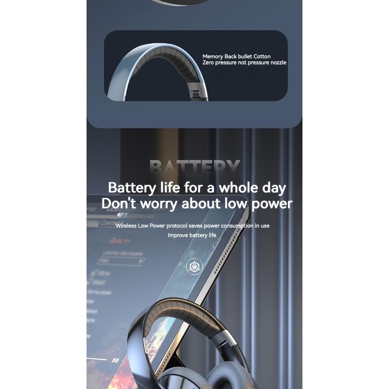 Extra-long Standby 200 Hours Gaming Headset, With LED Lights, Wireless 5.0 Chip, 99D Surround Sound, Noise-cancelling Voice, Push Button Volume Control, Type-C Plug, Rechargeable Lithium Polymer Battery, Mobile Phone Compatible, Video Game Extra-long Standby 200 Hours Gaming Headset, With LED Lights, Wireless 5.0 Chip, 99D Surround Sound, Noise-cancelling Voice, Push Button Volume Control, Type-C Plug, Rechargeable Lithium Polymer Battery, Mobile Phone Compatible, Video Game