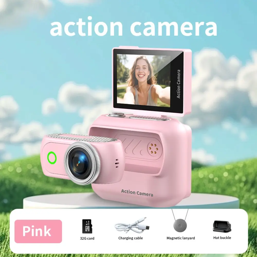 Compact Mini thumb camera supports panoramic view, WiFi, anti-shake and magnetic separation. Lightweight for outdoor riding, travel and vlog, easy to carry and operate. Compact Vlogging Camera