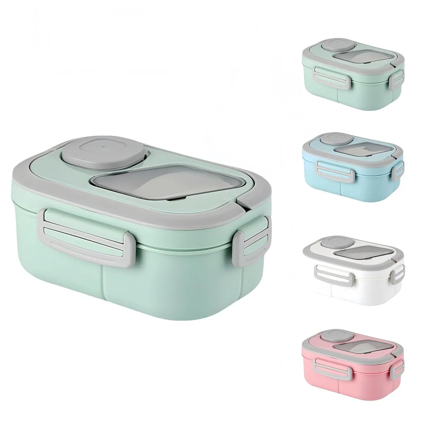 40oz Adult Bento Box with Multiple Compartments, Food - grade PP, Built - in Handle, Leak - Proof, Microwave & Refrigerator Safe (Green)