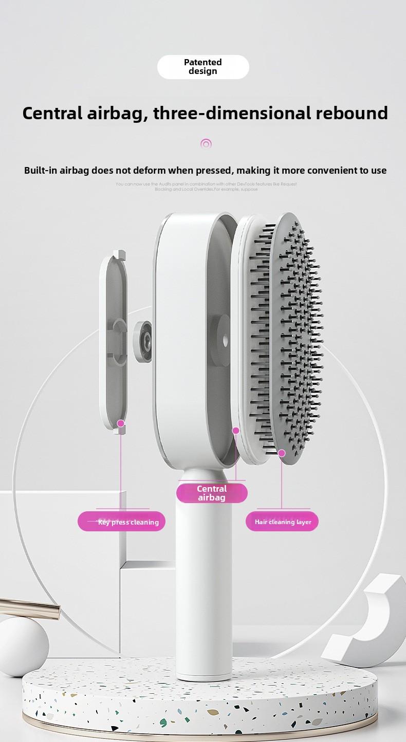 Luxury upgraded version, featuring a push-button cleaning design, suitable for women with long hair, popular air cushion massage comb