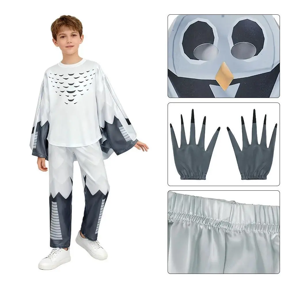 Carnival Outfit Stage Performance Costume for Kids Adults Halloween Owl Forest Party 99 Night Owl Animal Cosplay Suit with Cape